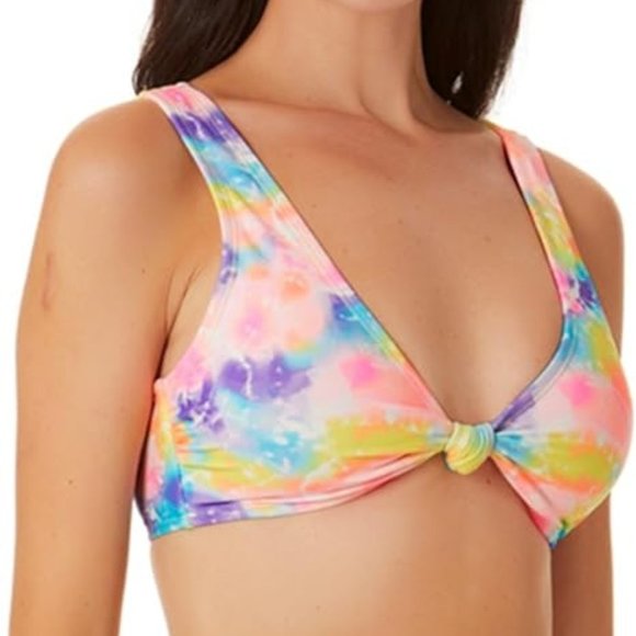 California Waves Tie Dyed Knotted Bralette Bikini Top - Picture 8 of 9